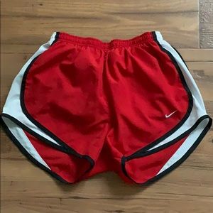 Red white and black Nike shorts